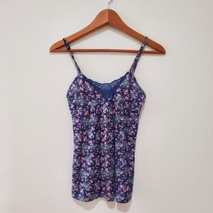 Bluenotes floral lace blue and pink camisole tank top xs